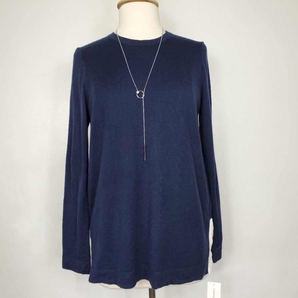 Charter Club Navy White Long Sleeve Soft Classic Sweater NEW NWT Size 1X